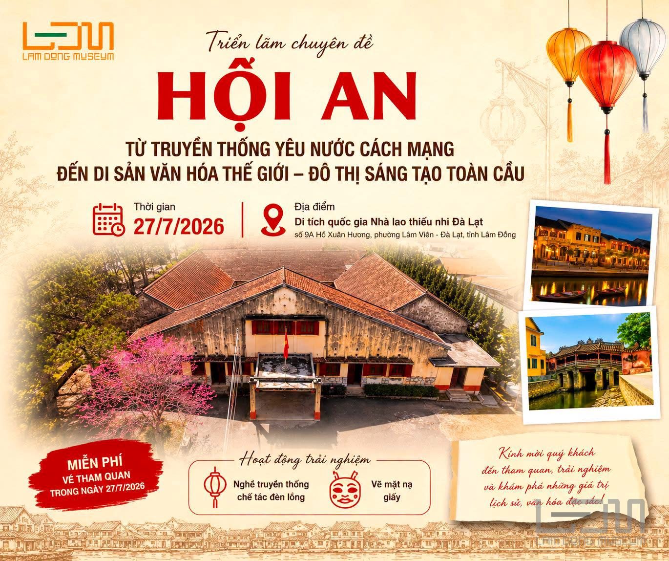 Triển lãm chuyên đề “Hội An - từ truyền thống yêu nước cách mạng đến Di sản Văn hóa Thế giới – Đô thị sáng tạo toàn cầu”